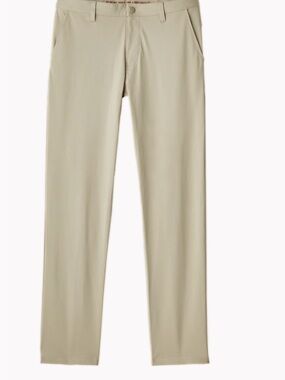 RHONE Slim Khaki Chino Pants in Light Tan